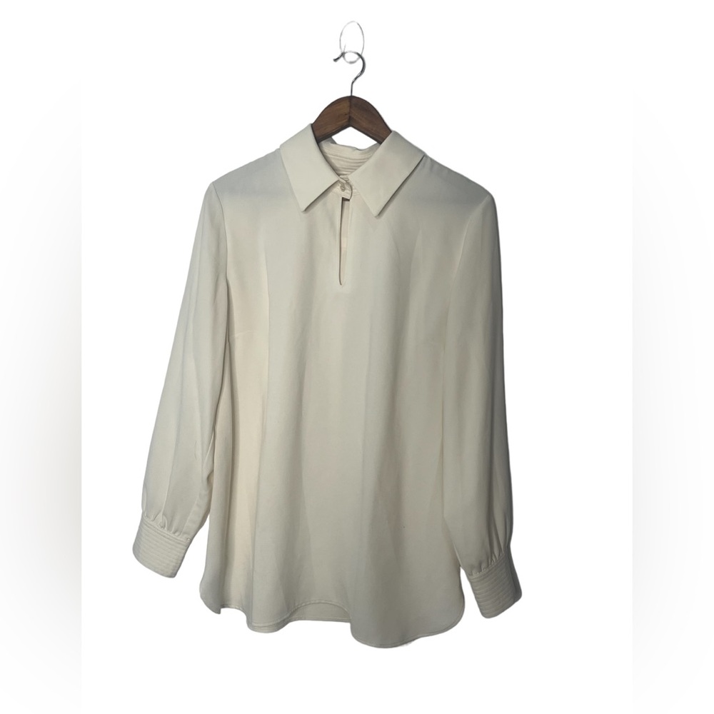 Soft Surroundings Sz large Paulette Pullover Keyhole Collared Blouse in Ivory - Picture 6 of 7